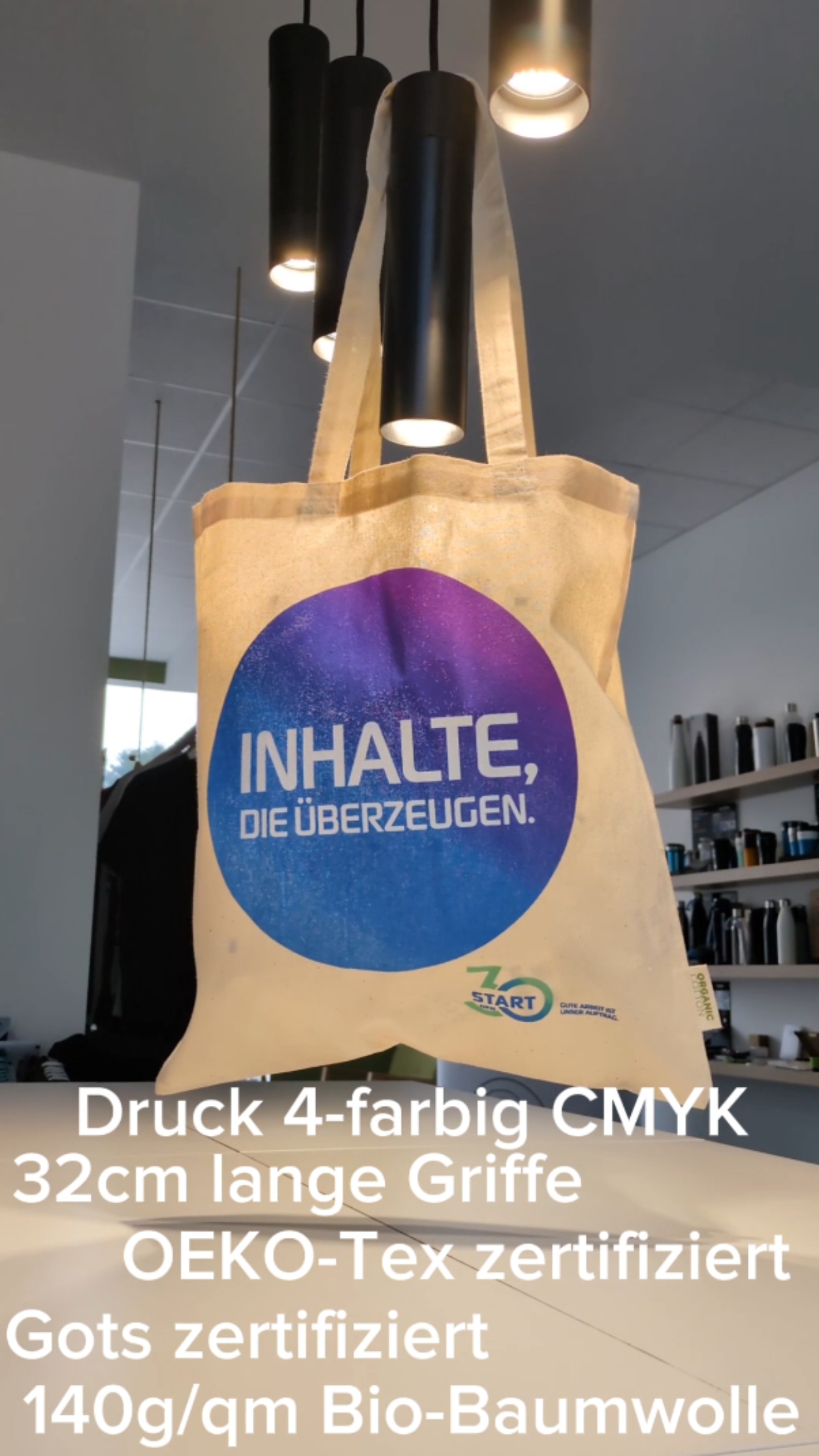 START NRW bedruckte Baumwolltaschen auf einer Messe